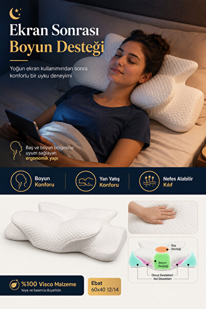 EpiRelax Yan Yatışa Uygun Visco Boyun Yastığı Ergonomik Baş Omuz Destekli Uyk...