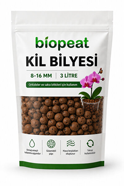 BioPeat 8-16 mm Kil Bilyesi 3 Litre – Orkide, Sukulent, Kaktüs ve Saksı Bitki...