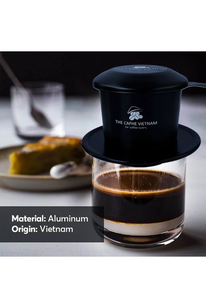 The Caphe Vietnam Vietnamese Coffee Phin Filter (Classic Black) | Aluminium Drip Coffee Maker | Traditional Slow Drip Brewer | Reusable Coffee Filter | Portable Coffee Maker