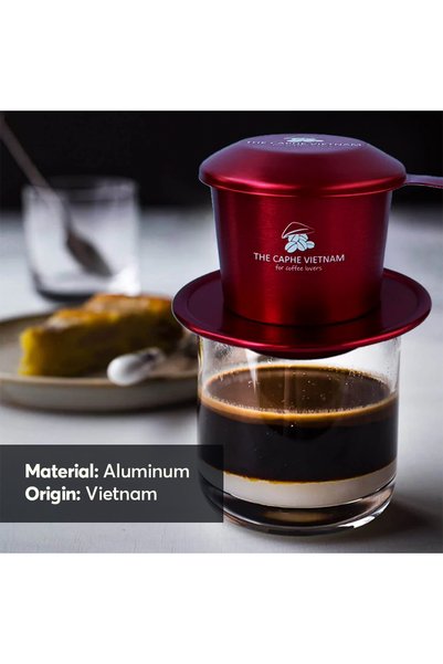The Caphe Vietnam Vietnamese Coffee Phin Filter (Sai Gon Red) | Aluminium Drip Coffee Maker | Traditional Slow Drip Brewer | Reusable Coffee Filter | Portable Coffee Maker