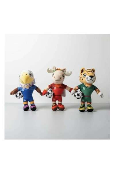 MASHASHOP Set de 3 mascote de pluș, Cupa Mondială, FIFA 2026, multicolor, 26 cm