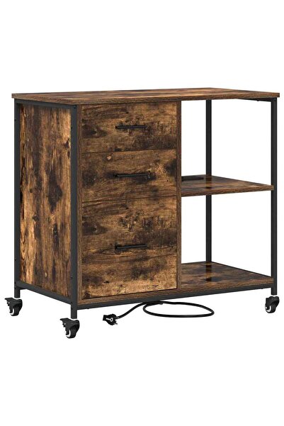 vidaxl Cabinet cu Stație de Încărcare Stejar fumuriu 76 x 41 x 72 cm