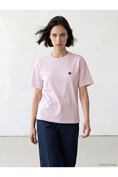 LC Waikiki Crew Neck Heart Embroidered Women's T-Shirt