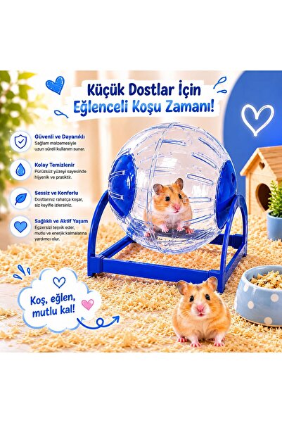 cdk Hamster Koşu Topu Şeffaf Egzersiz ve Oyun Topu Mavi 18 cm