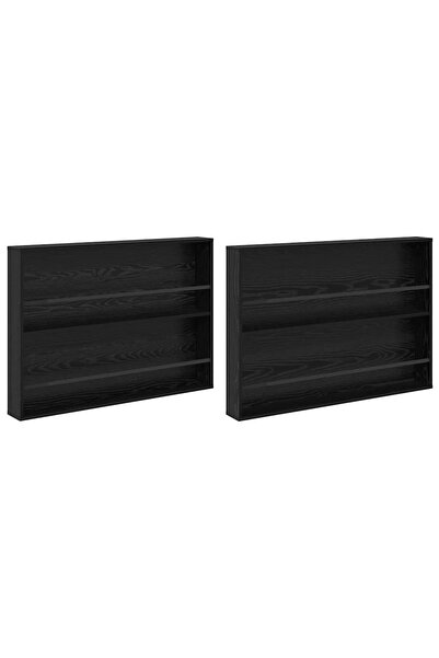 vidaxl Raft pentru reviste cu raft 2 pcs Stejar Negru 100 x 12 x 70 cm