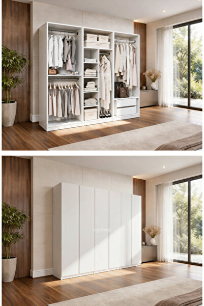 CANBAZ FURNİTURE Mira modüllü 6 MDF kapaklı %100 MDF (KURULUM DAHİL)