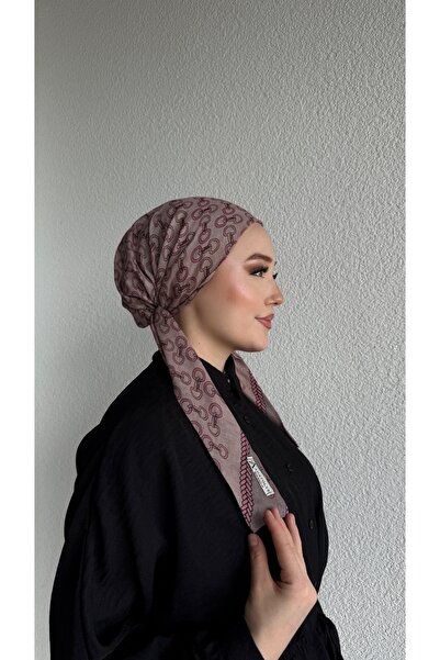 Anatolye Pink Chain Pattern Cheesecloth Scarf Bonnet - Non-Slip, Anti-Sweat (...
