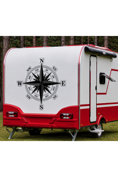PRİME Concept Caravan Sticker Compass 90 cm Diameter, with Transfer Paper