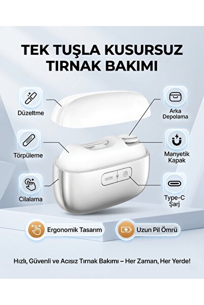 MATECHNO Şarjlı Akıllı Tırnak Makası Törpü Cihazı Manikür Makinesi Cilt Bakım...