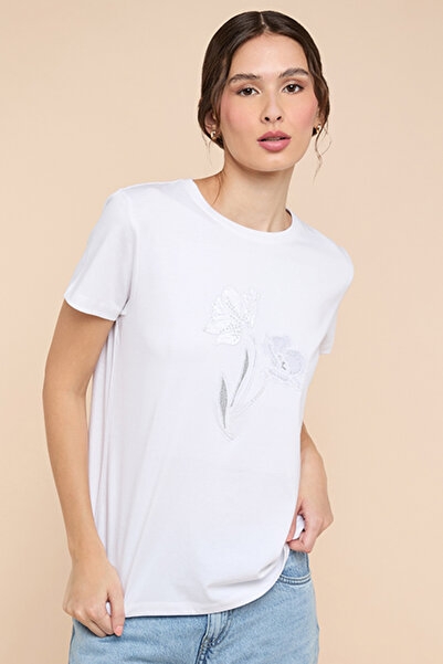 R&B Printed T-Shirt with Crew Neck and Short Sleeves