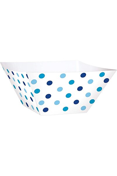 AMSCAN Mini Square Polka Dot Food Plate Set, Blue, 24 Pieces, by
