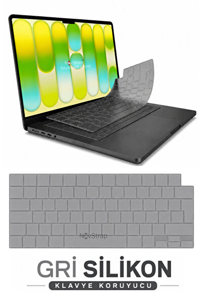 NovStrap MacBook Neo 13 inç (A18 Çip) A3404 ile Uyumlu Türkçe Q Gri Füme Sili...