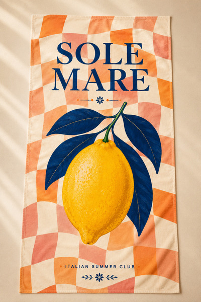 Tilda BSC. & Home Beach Towel Lemon Patterned 70X150 cm Sea Towel - Pool Towe...
