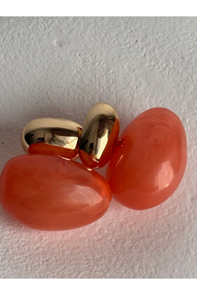 BHR AKSESUAR Gold Color Orange Earrings (3.6 cm)
