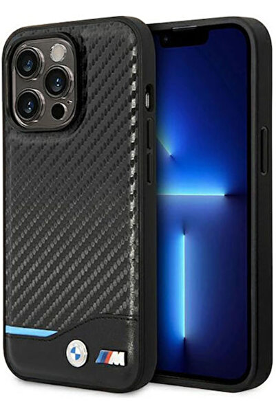 BMW Πίσω Κάλυμμα Carbon Δερμάτινο / Υφασμάτινο Μπλε (iPhone 14 Pro) Κωδικός: ...