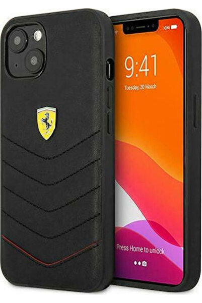 Ferrari Off Track Καπιτονέ Δερμάτινη Μαύρη Πίσω Θήκη (iPhone 13 mini) Κωδικός...
