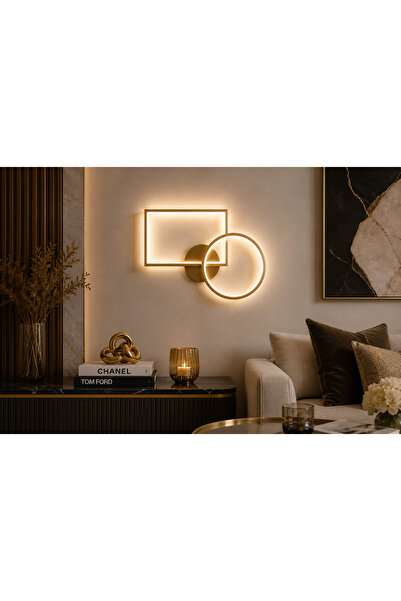 N.zone Modern Led Wall Light with Geometric Circular and Rectangular Intersec...