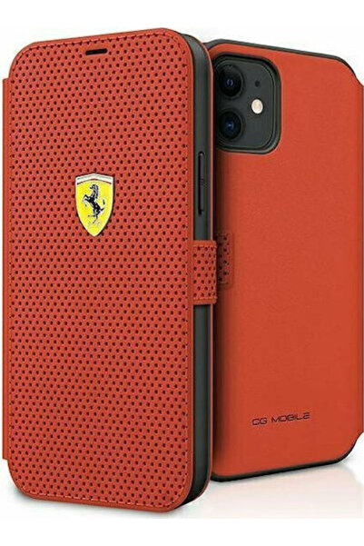 Ferrari On Track Διάτρητο Δερμάτινο Κάλυμμα Βιβλίου Κόκκινο (iPhone 12 mini) ...
