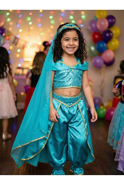 joyland Jasmine Cosplay Costume for Kids 3-Piece Set (Top, Pants, and Headband)