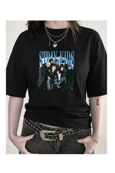 Touz Moda Stray Kids Skz Printed Vintage Unisex Oversize T-Shirt
