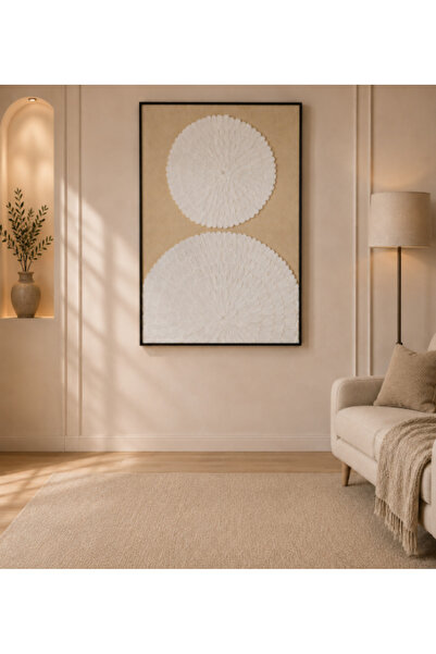 Palma homez لوحة حائط مودرن بتصميم دوائر بيضاء 120x80 سم