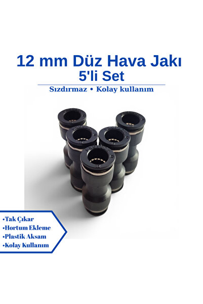BROTECH 12mm Düz Hava Jakı - Dişsiz Hortum Ekleme Rakoru (5'li Ekonomik Set)