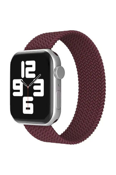 OEM Λουράκι Apple Watch 42 44 45 49mm Πλεκτό Solo Loop S Σκούρο Δαμασκηνί
