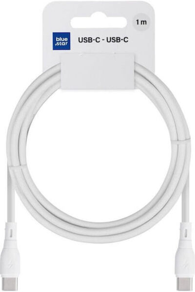 Blue Star Καλώδιο USB 2.0 USB-C αρσενικό - USB-C 60W Λευκό 1μ
