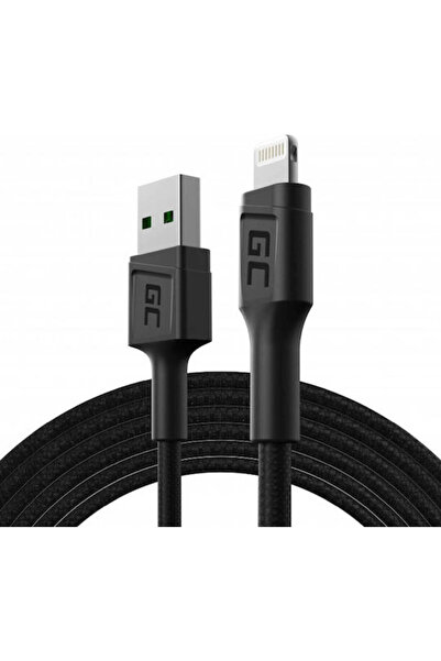 Green Πλεκτό Καλώδιο USB-A σε Lightning Μαύρο 2μ (KABGC18)