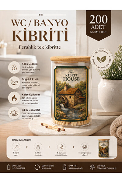 House Wc & Banyo Koku Giderici Doğal Kibrit - The Kibrit (200 Adet)