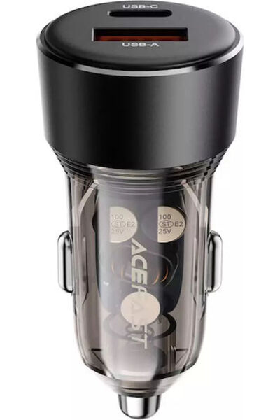 Acefast Φορτιστής Αυτοκινήτου 60W 3A Γρήγορης Φόρτισης με Θύρες: 1xUSB 1xType...