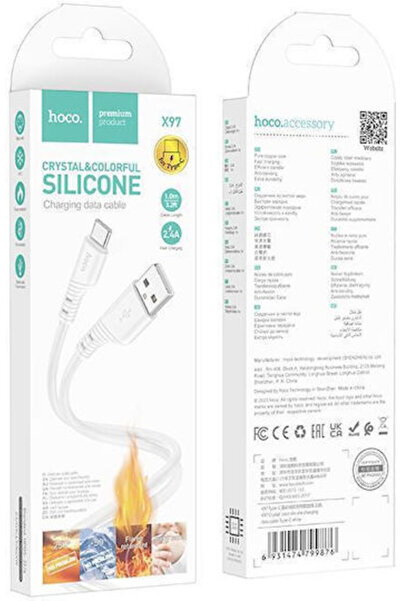 hoco. Hoco X97 Καλώδιο USB 2.0 USB-C Αρσενικό - USB-A 60W Λευκό 1μ