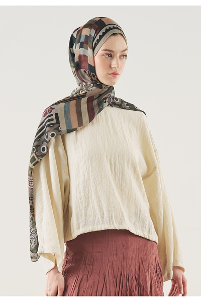 Freshscarfs Black Petra Pattern Soft Viscose Shawl