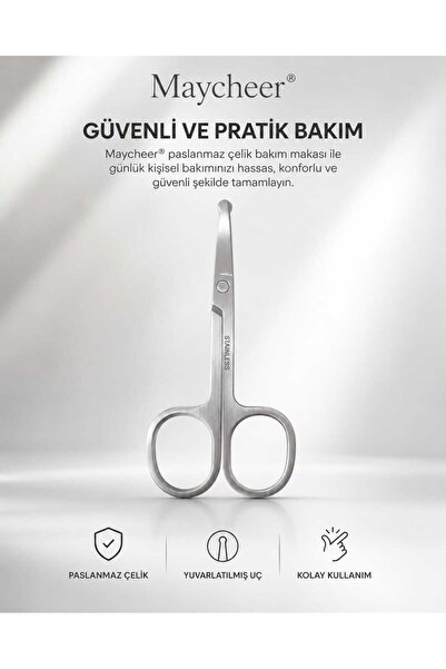Maycheer Burun Kılı, Kaş Makası Ve Kulak Kılı Temizleme Makası Paslanmaz Çelik Yuvarlak Uçlu
