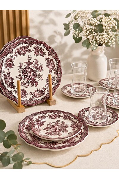 Onedekor 18 Piece Vintage Pink Cake Tea Set