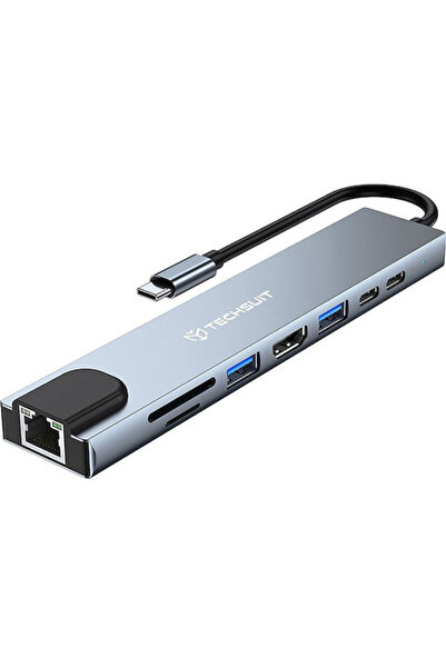 Techsuit Netbridge 8 σε 1 (H2) Σταθμός Σύνδεσης USB-C με HDMI 4K PD Ethernet ...