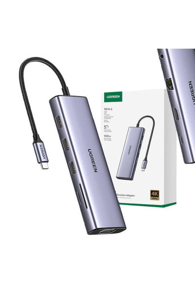 Ugreen Cm498 USB-C Σταθμός Σύνδεσης με 4K PD Ethernet Γκρι