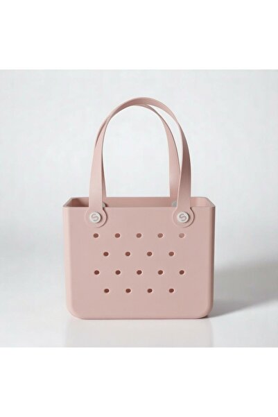 ALPİN Organik pembe Yaz Çantası | Delikli Saplı Taşıma Sepeti | 16x12x7 cm