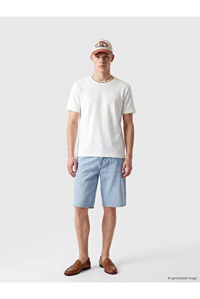 LC Waikiki Ecru Crew Neck Pique Men's T-Shirt