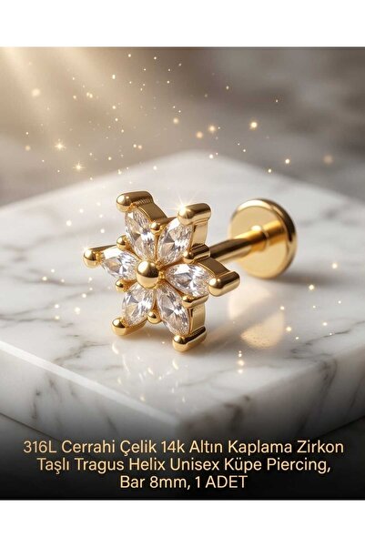 Lunexa 316L Cerrahi Çelik Altın Kaplama Kararmaz Alerji Yapmaz Zirkon Taş Fig...