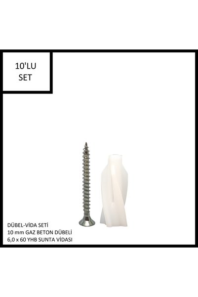 Adilon Dübel-Vida Seti, Gaz Beton (Ytong) Dübeli 10 mm, 6,0x60 YHB Sunta Vida...