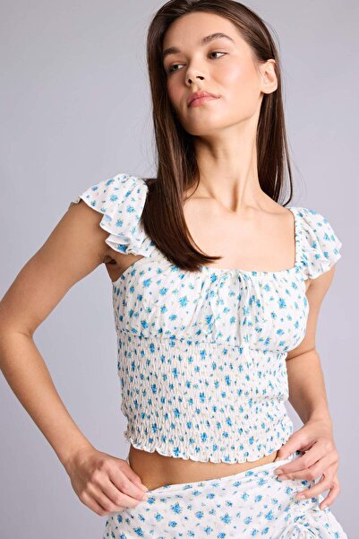DeFacto Fitted Floral Textured Sleeveless Blouse F6404Ax26Sm
