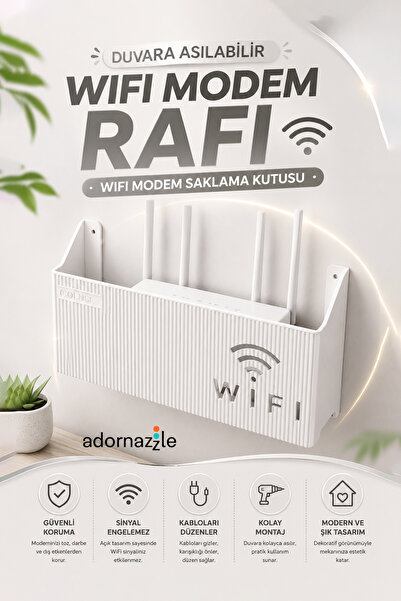 adornazzle Duvara Asılabilir Wifi Modem Rafı, Duvar Tipi Modem Organizer Raf,...
