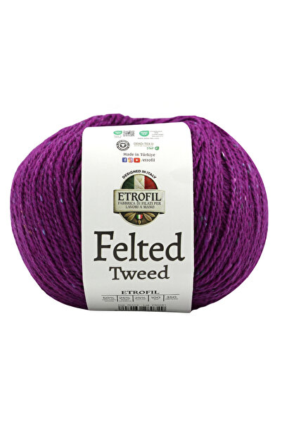 Etrofil Felted Tweed Knitting Yarn Purple Lavender 50% Organic Merino Wool 25...