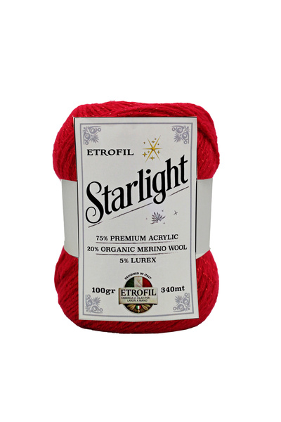Etrofil Fir de tricotat Star Light Roșu 75% Acril Premium 20% Lână Merino Org...