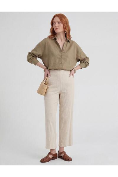 Kayra Elastic Waist Ribbed Trousers
