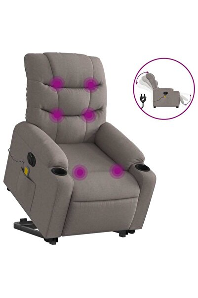 vidaxl Fotoliu electric masaj rabatabil cu ridicare, gri taupe, textil