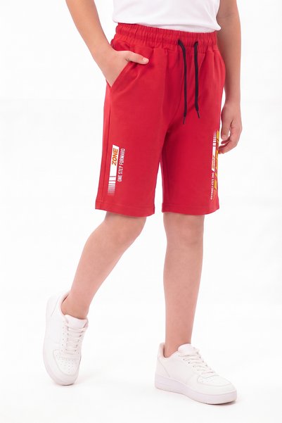 YA KO KİDS Sports Print Detailed Elastic Waist Double Pocket Summer Boys' Capri Pants