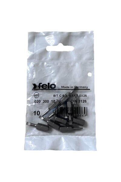 FELO Set 10 biti seria Industrial profil Drept, C6.3, 3.0x0.5mm, 25mm