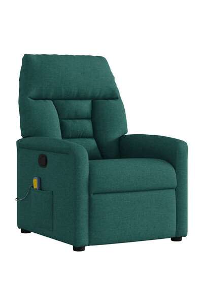 vidaxl Fotoliu de masaj rabatabil, verde închis, material textil